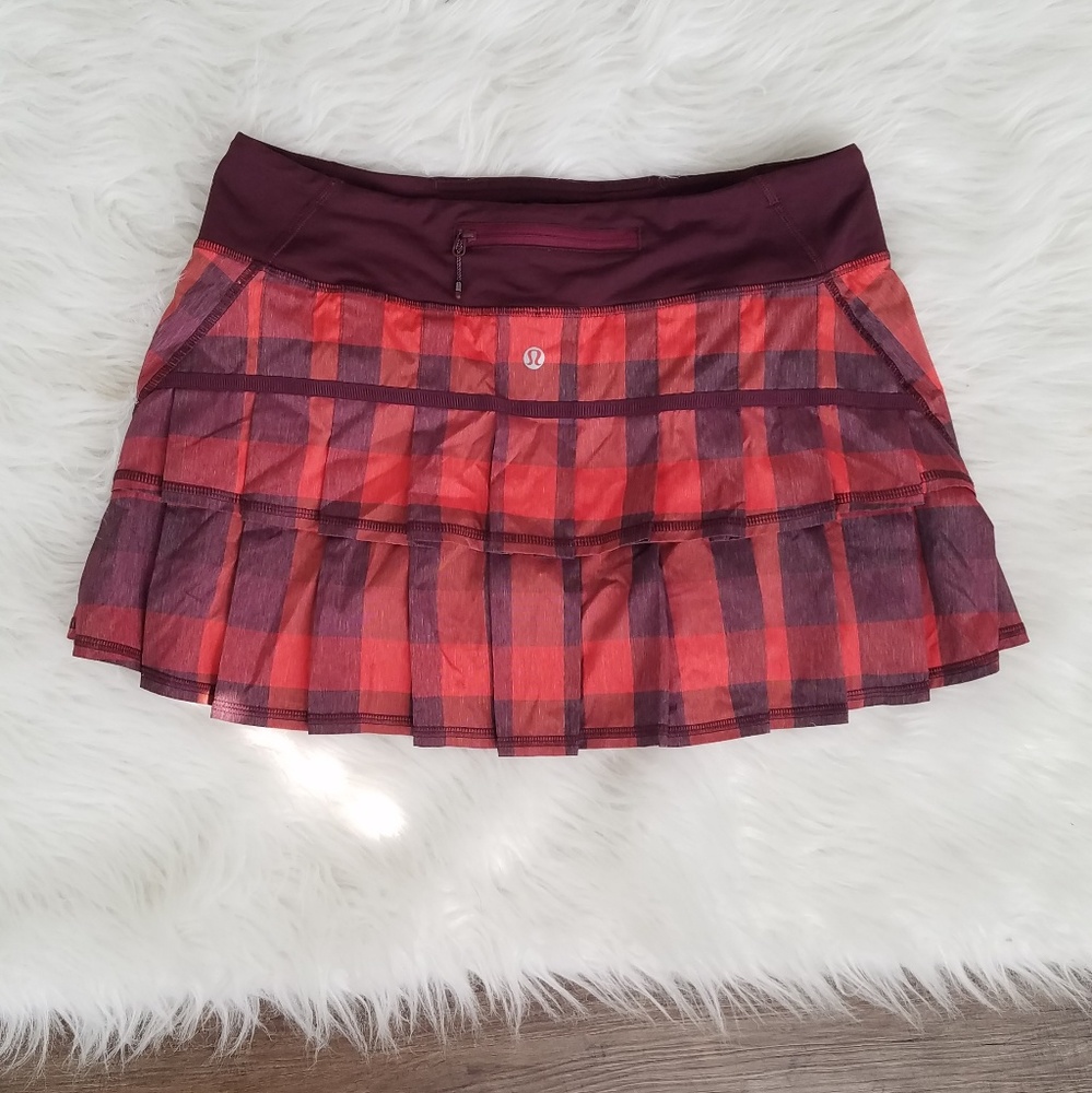 Lululemon Pace Setter Plaid Skort Skirt 8